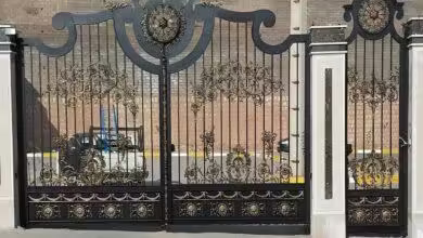 درب حیاط و پارکینگ با فرفورژه