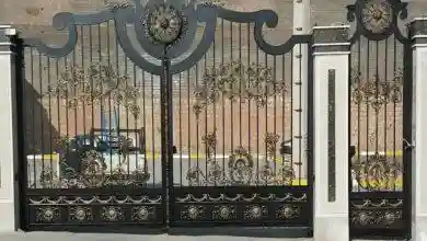 درب حیاط و پارکینگ با فرفورژه