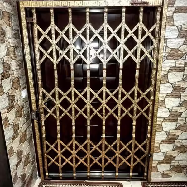 نمونه حفاظ آکاردئونی سه گل با رنگ طلایی و تسمه ساده