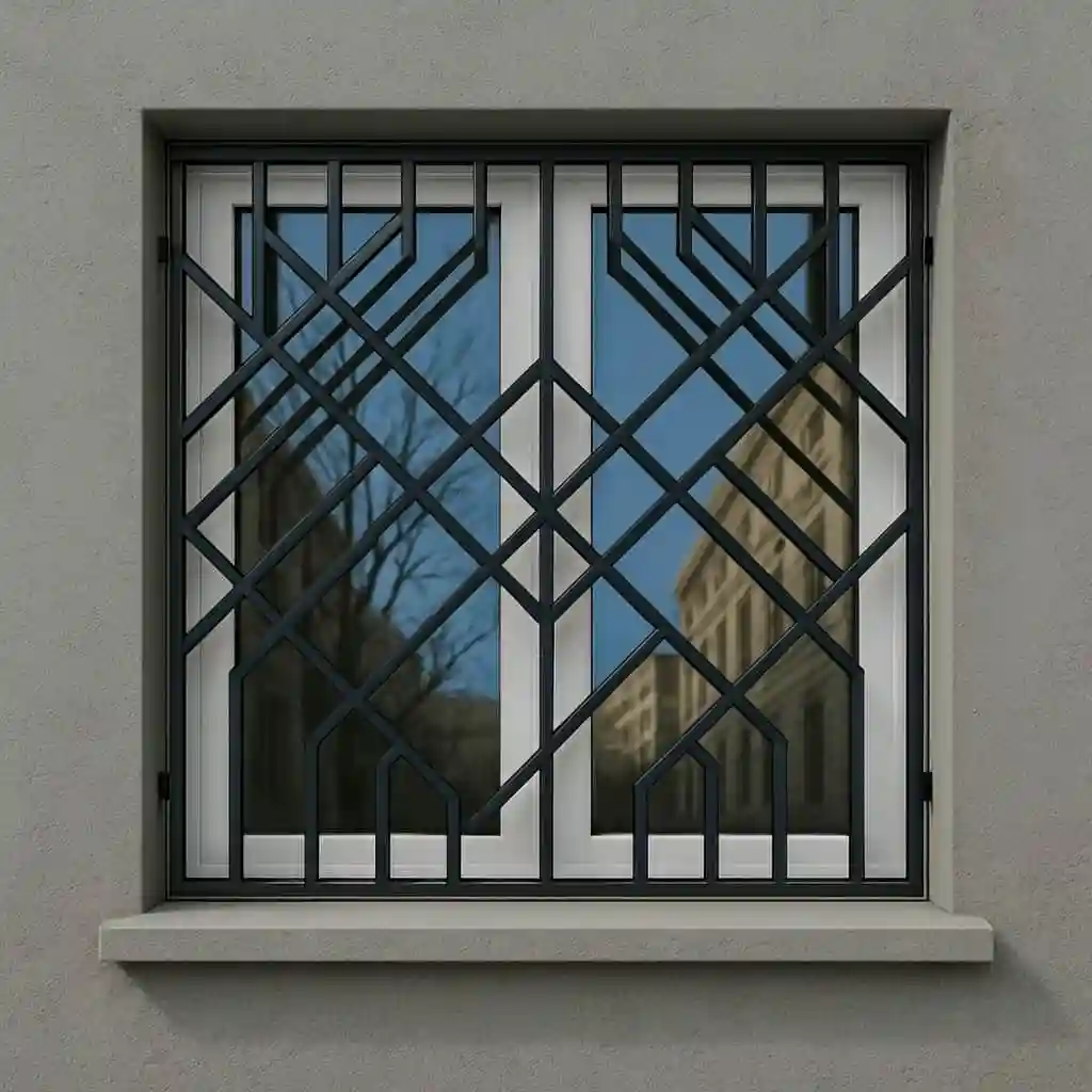 حفاظ پنجره مدل لوزی در نمای ساختمان مدرن