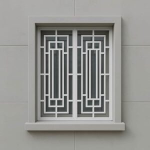 نمای نزدیک حفاظ پنجره کلاسیک مهرآهن رنگ قهوه‌ای سوخته