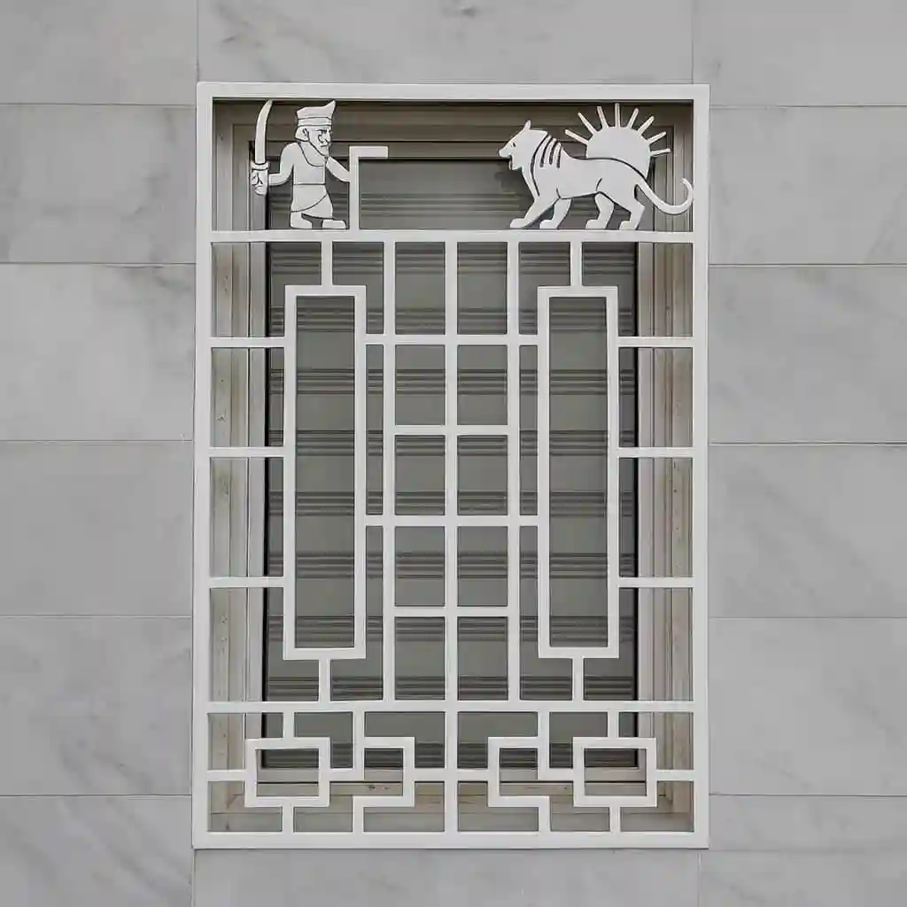 مدل مینیمال حفاظ پنجره کلاسیک مهرآهن رنگ سفید
