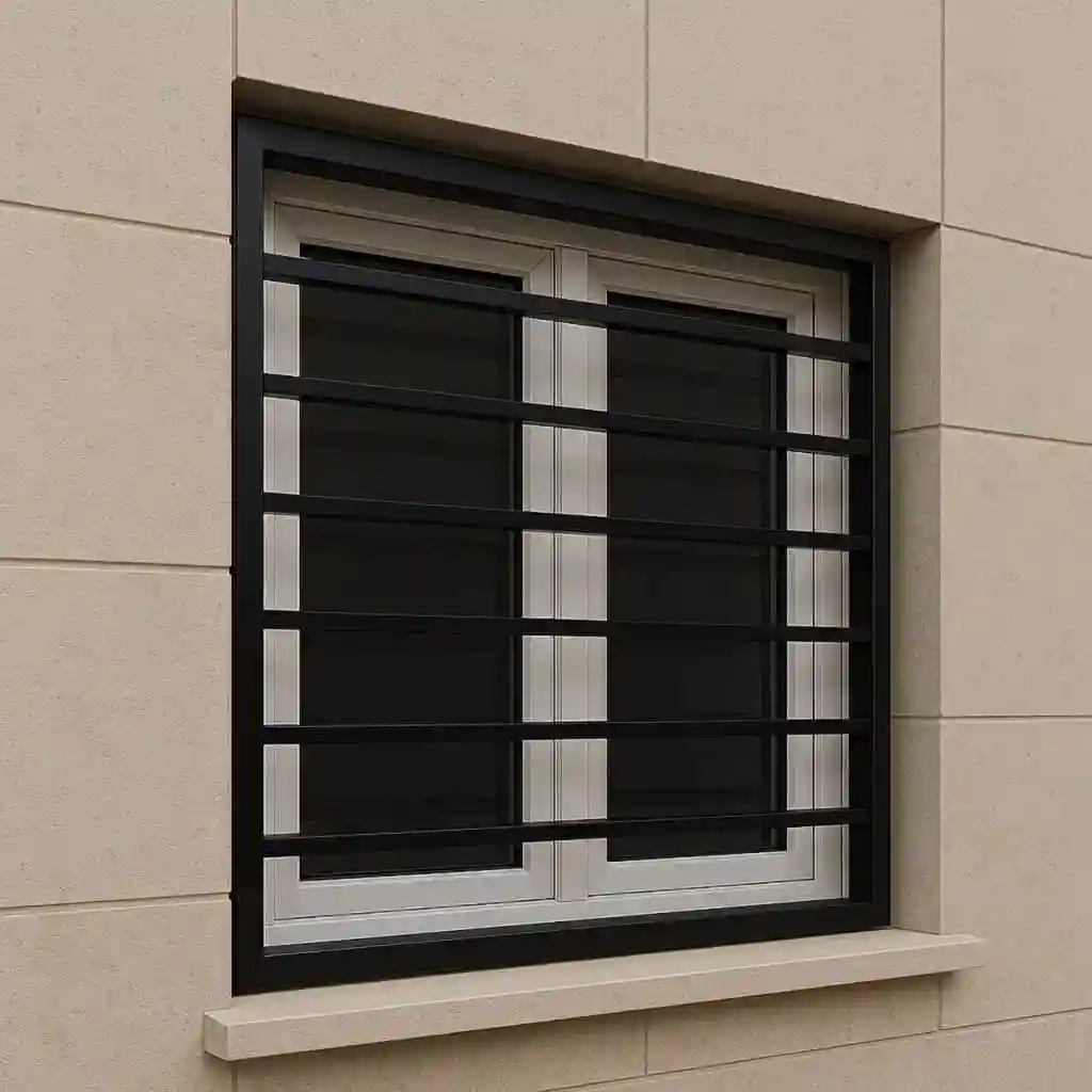 عکس حفاظ پنجره آهنی ساده سبک با رنگ سفید و مشکی