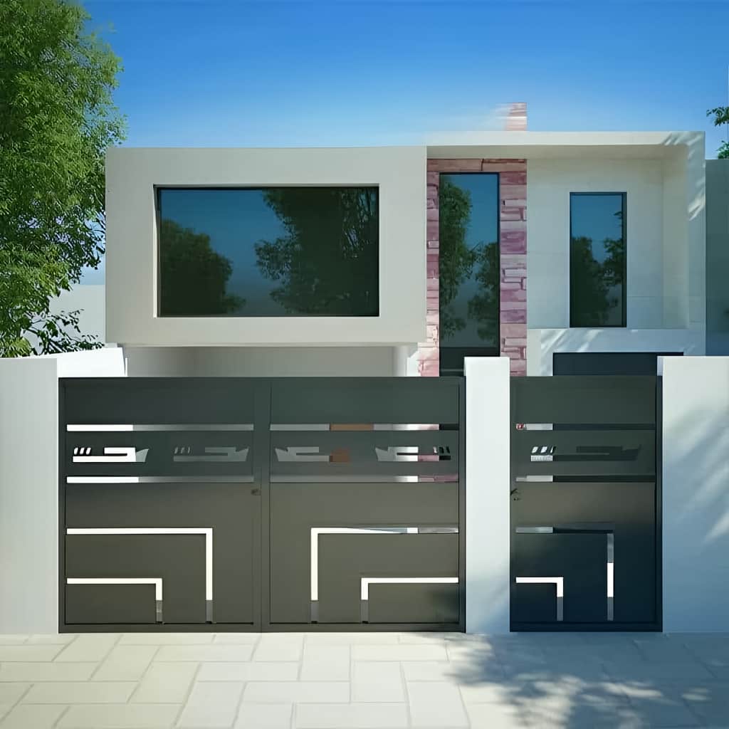 خطوط هندسی درب ورودی یونیک برای ساختمان لوکس