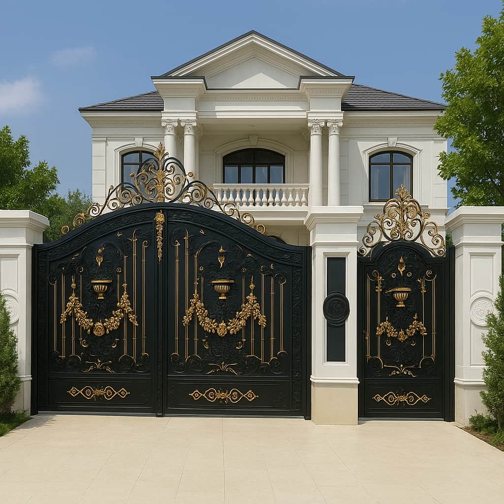 درب موناکو کلاسیک با خطوط هندسی و فرفورژه لوکس