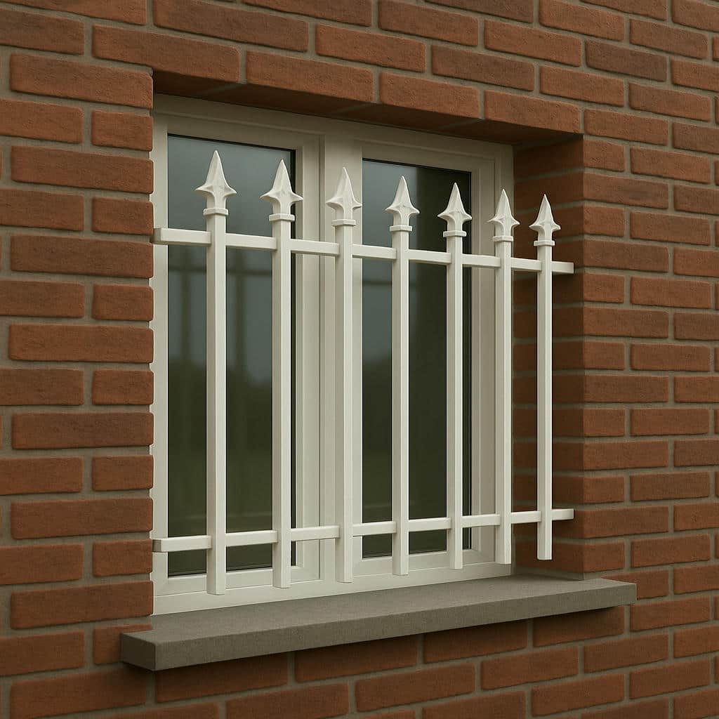 نصب حفاظ پنجره قوسی کتیبه دار روی نمای آماده