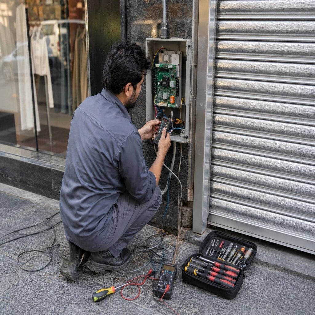 درب کرکره ای پارکینگ اتوماتیک با قفل انتهایی ایمن
