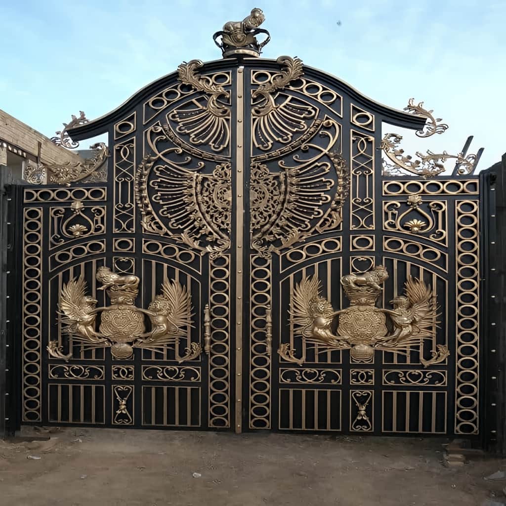 درب پارکینگ مدرن ریلی با ریل کف و چرخ روان