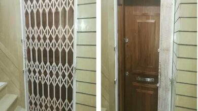 حفاظ ضربدری آکاردئونی با ریل فلزی و حرکت روان