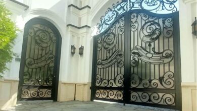 درب فرفورژه با قاب فلزی مقاوم برای ورودی