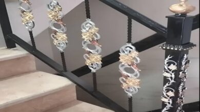 نرده پله کلاسیک با طرح فرفورژه تزئینی