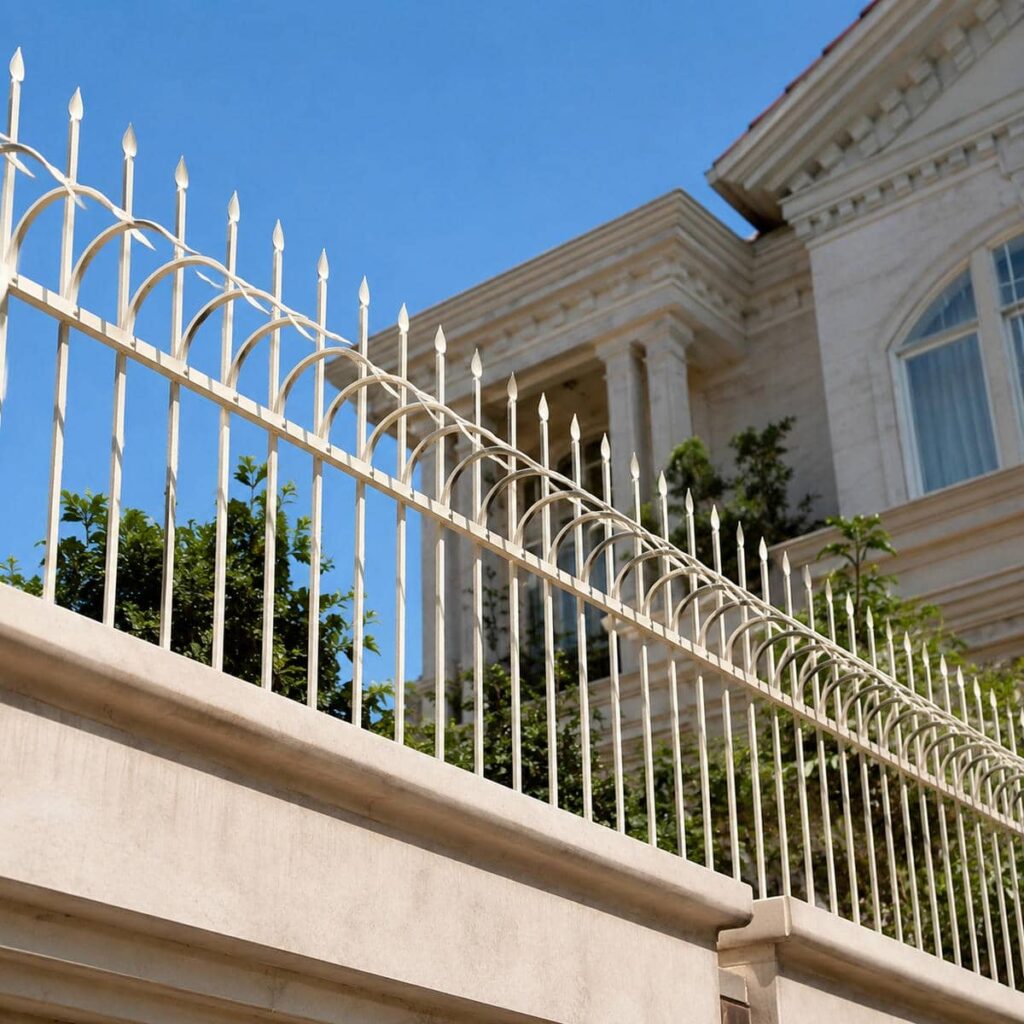 حفاظ روی دیوار حیاط مدل سرنیزه ای اجرا شده حفاظ روی دیوار حیاط مدل سرنیزه ای اجرا شده