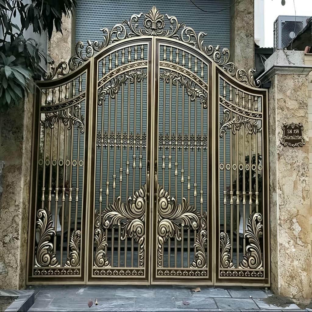 درب حیاط آهنی بیرجند با پوشش رنگ