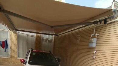 سایبان برقی شیراز مدل بازویی فضای تجاری