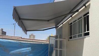 سایبان برقی کرمانشاه مدل بازویی پارچه مقاوم